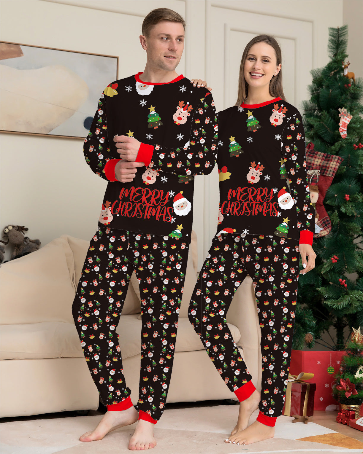 Conjunto de pijamas a juego para toda la familia en Navidad, pijamas navideños familiares, pijamas de Navidad, ropa de dormir para celebrar la Navidad.