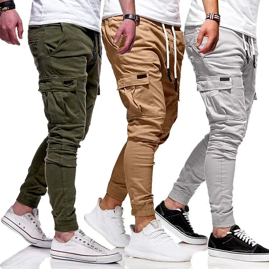 Pantalones casuales finos de algodón para hombre en otoño