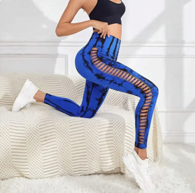 Tie-Dye High-Waist Mesh Yoga Leggings