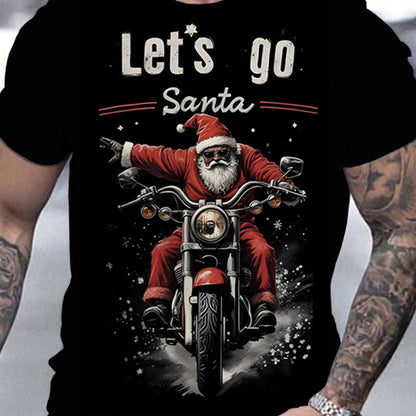 Camiseta de Hombre "Let's Go Santa" con Estampado de Motocicleta - Ssportiva