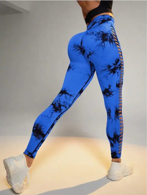 Tie-Dye High-Waist Mesh Yoga Leggings