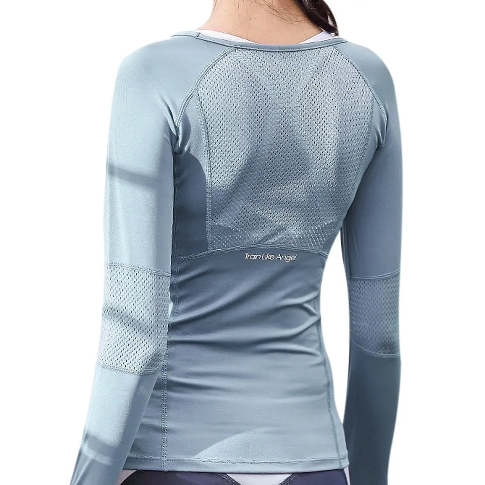 Camiseta deportiva de manga larga sin costuras para mujer: ¡Perfecta para fitness, running, yoga y más!